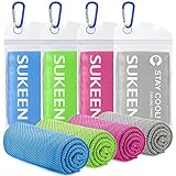 Sukeen 4 Pack Cooling Towel (40'x12'), Soft Breathable Chilly Microfiber Towel for Yoga, Sport, Running, Gym, Workout & More Activities
