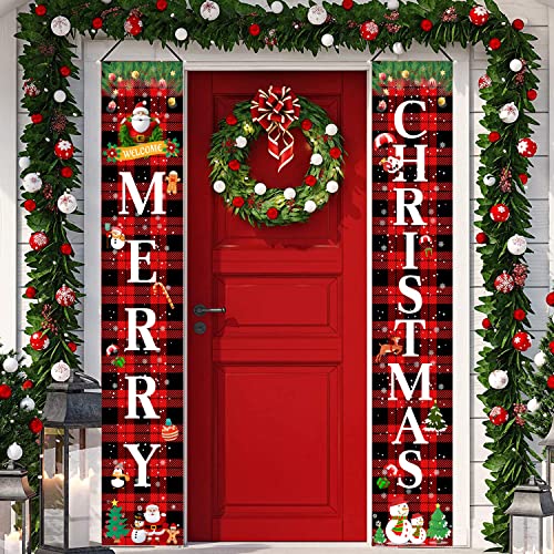 DmHirmg Christmas Porch Banner,Christmas Door Banner,Christmas Decorations, Merry Christmas Banner, Christmas Porch Sign,Christmas Hanging Porch Sign, Xmas Hanging Decoration