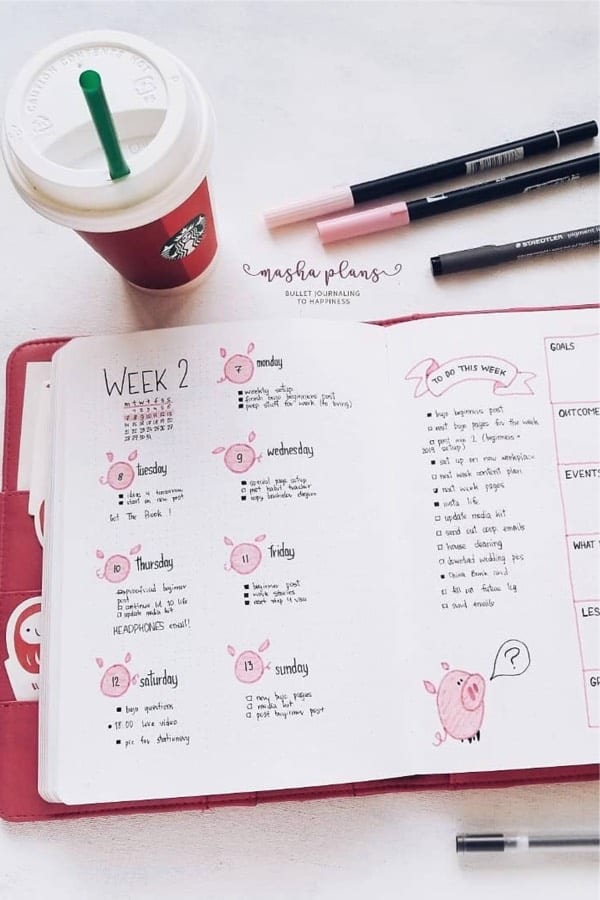 inspiration for bujo weekly spread