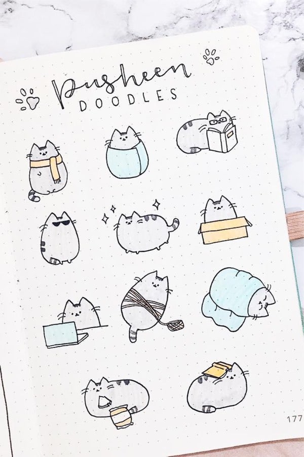 cat drawings for planner