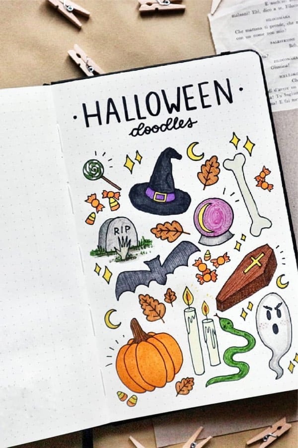 cute halloween illustrations for bullet journal