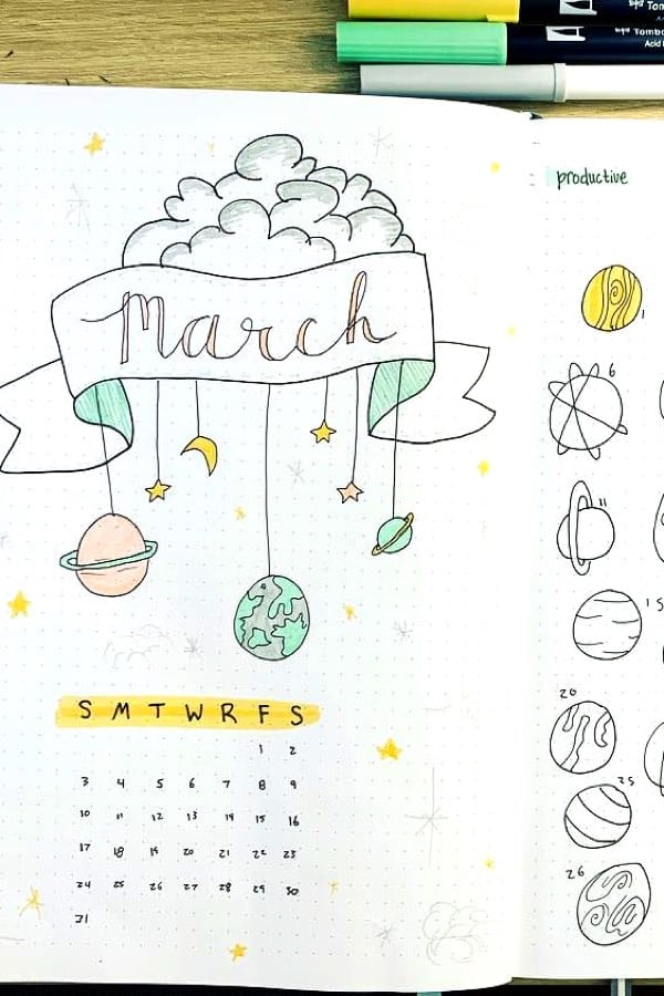 march cover page ideas for bullet journal