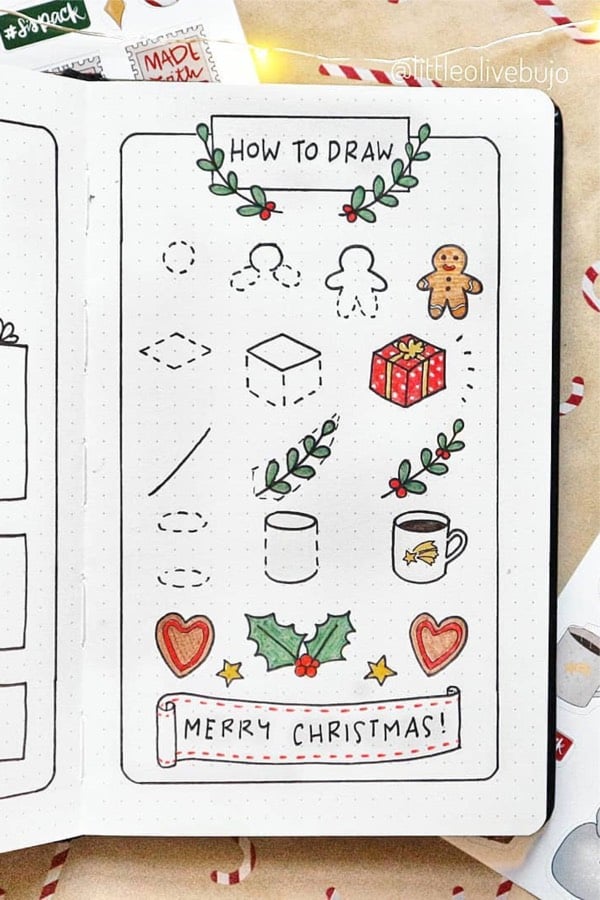 easy christmas doodles for bujo