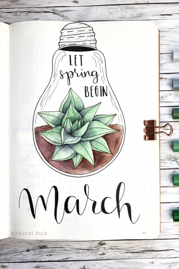 cover pages for bullet journals in march