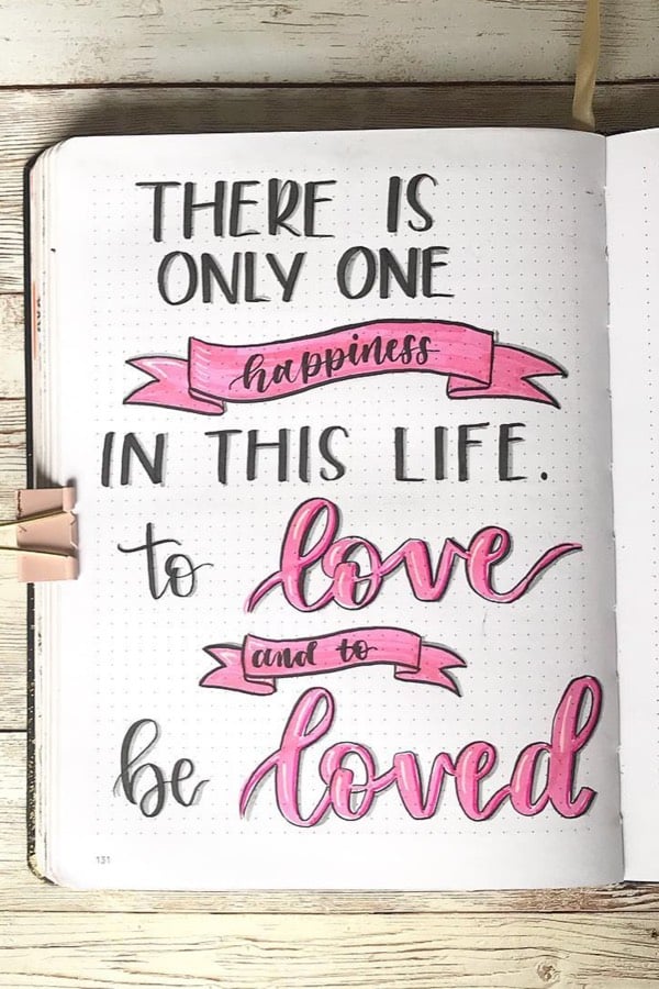love bullet journal quote for girls
