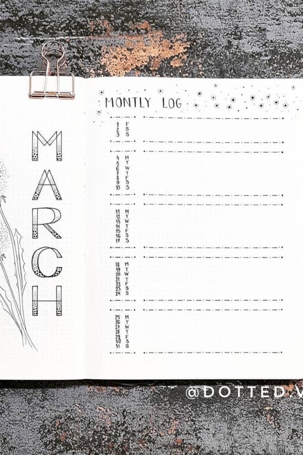 ideas for bullet journal in march