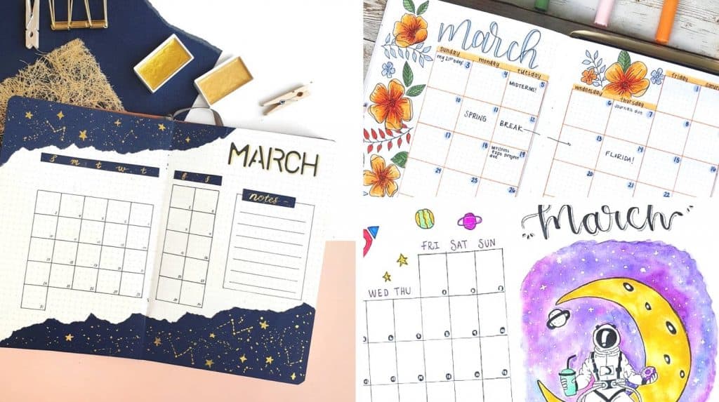30 Adorable March Monthly Spreads & Cover Page Ideas