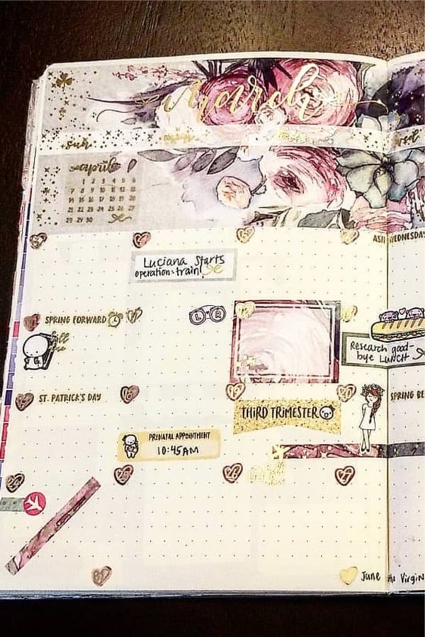march monthly spread ideas for bujo