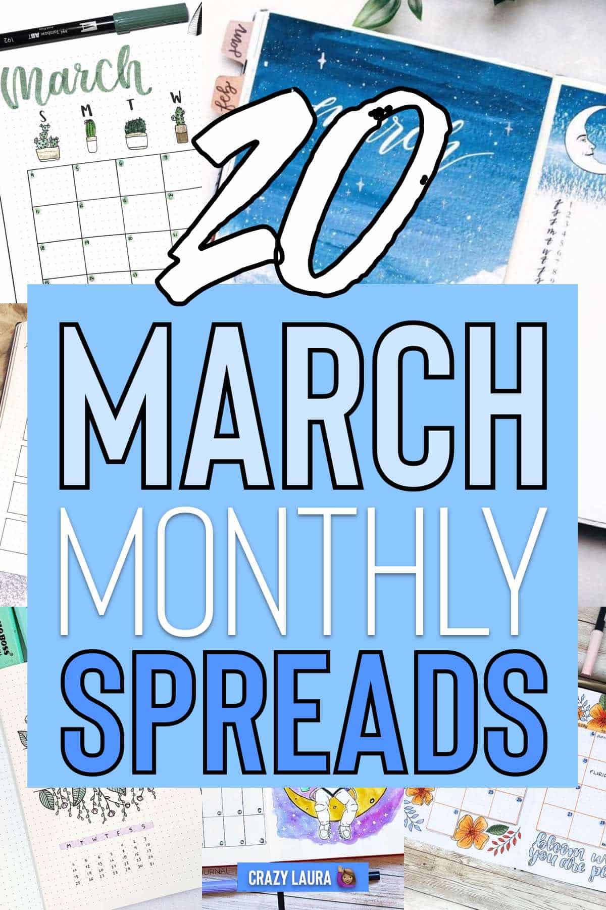 march calendar spread for bujo