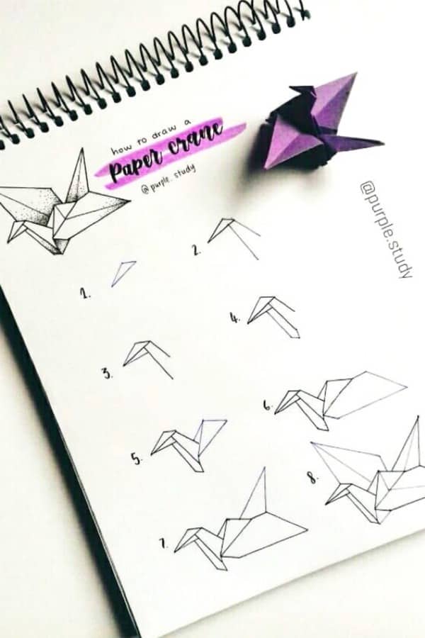 origami doodle in bullet journal