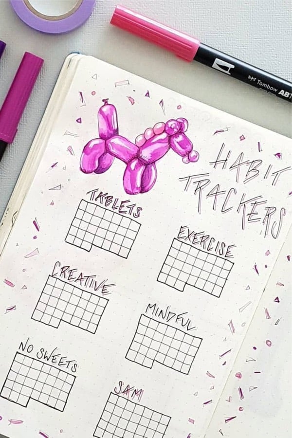 cute habit tracker with ballon