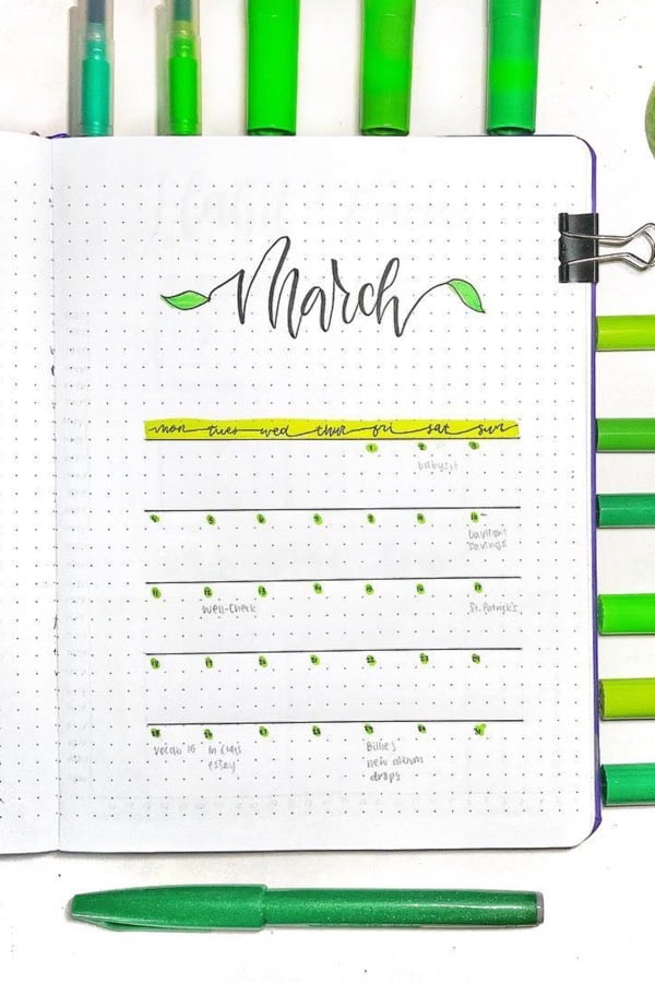 easy monthly spread for march