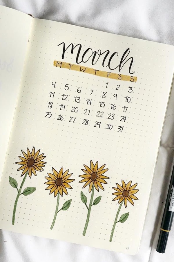 sunflower march cover for bujo