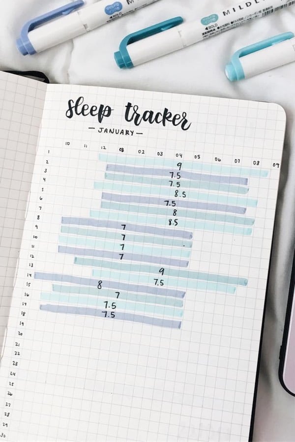 tracking sleep in planner