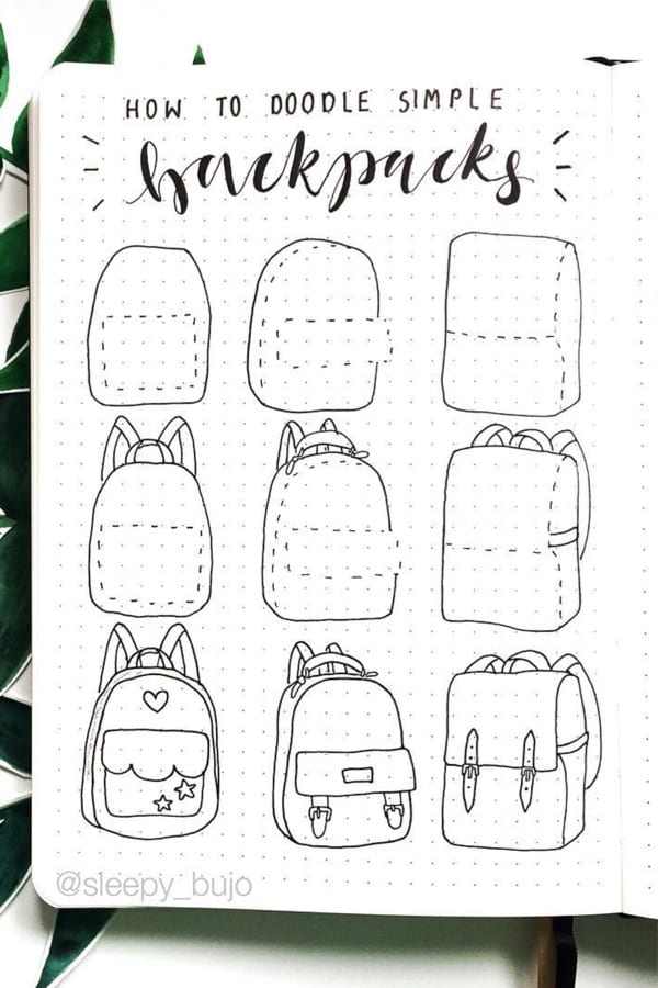 backpack doodle for bujo