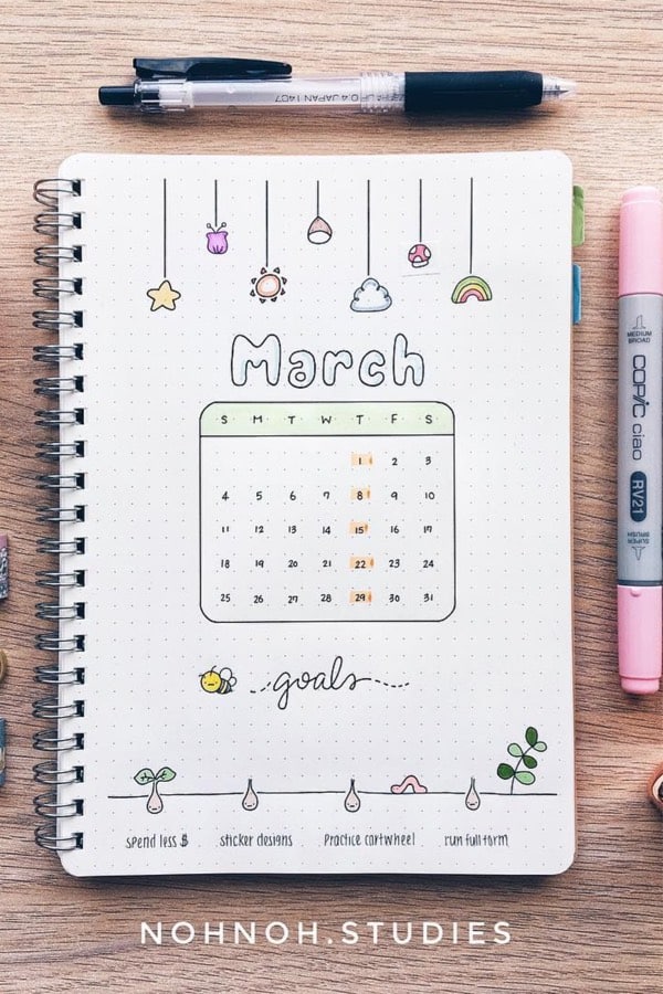 monthly cover for bullet journal 