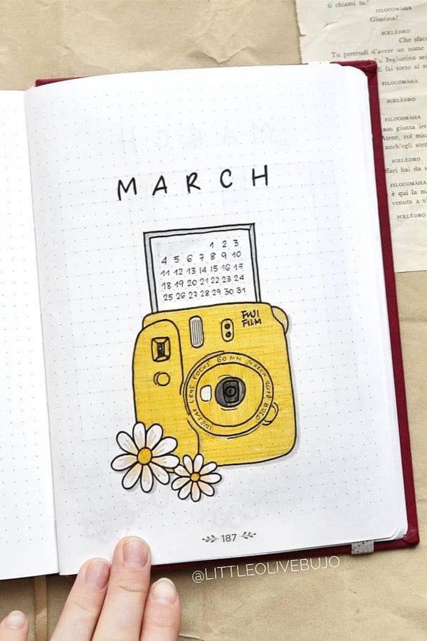 monthly cover with camera for bujo