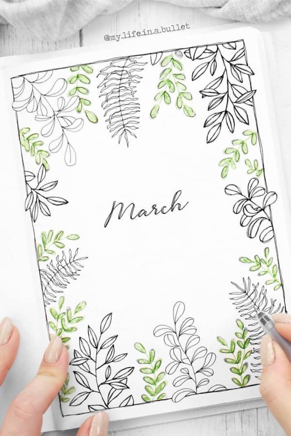 ideas for bullet journal monthly cover in march