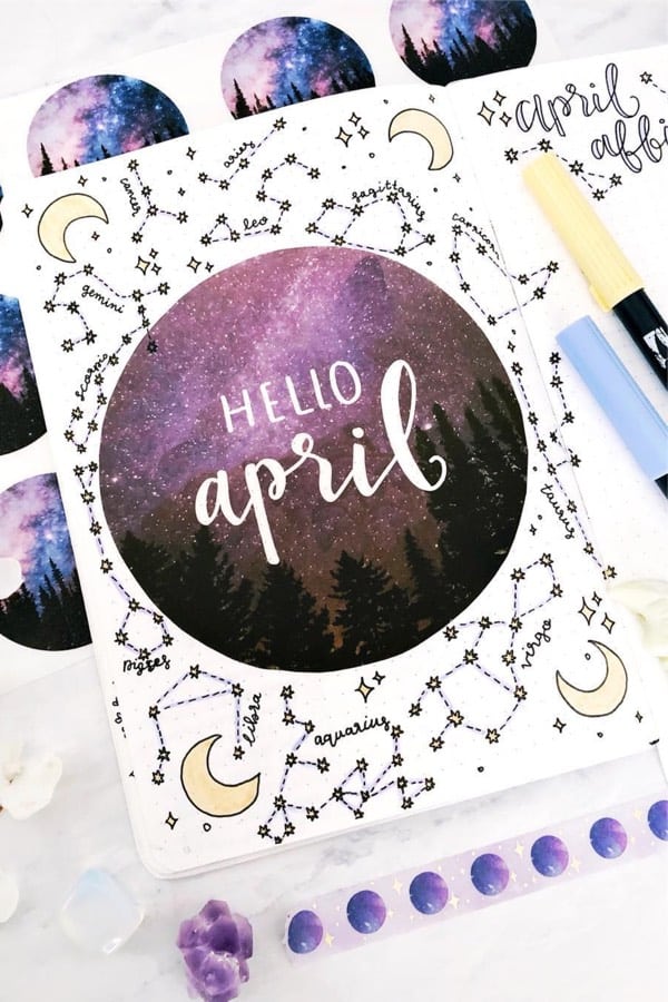 april monthly cover with moon