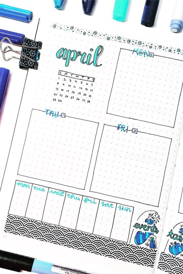 cute april weekly log