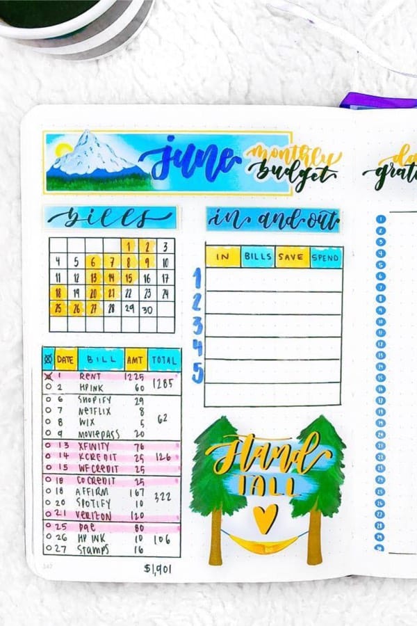 budget tracker with doodles