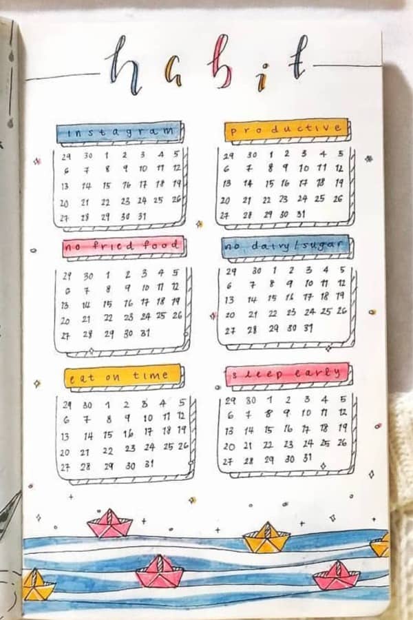 habit tracking spread for april