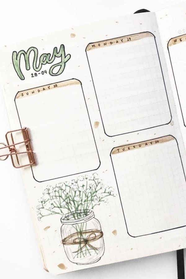 weekly log for may bullet journals