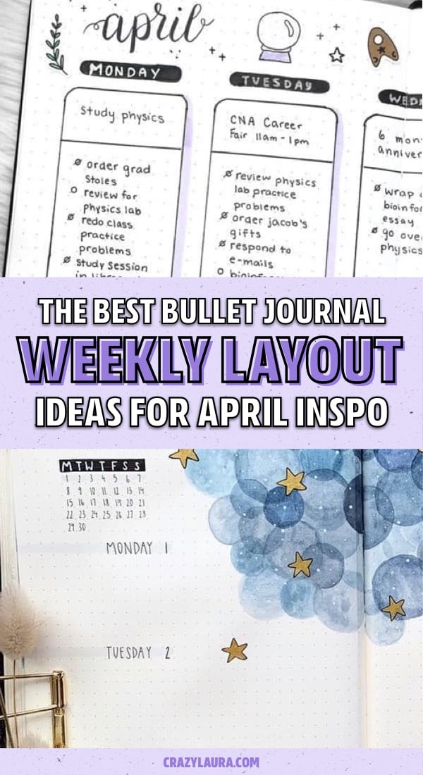 bullet journal april spreads