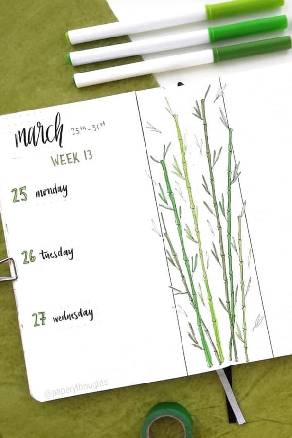 march weekly spread with bamboo