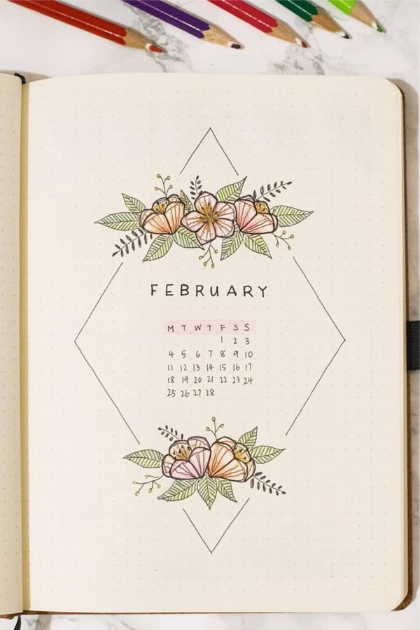february monthly cover with flowers