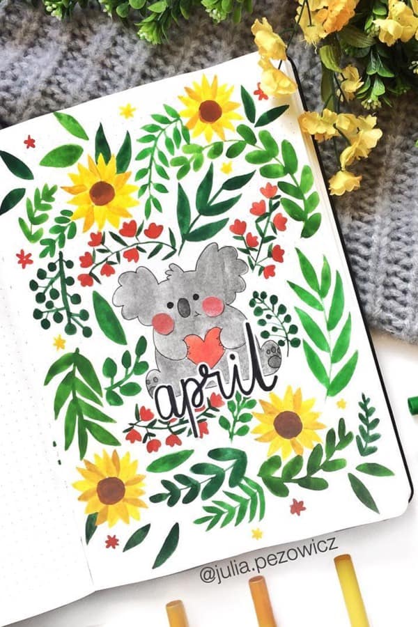 monthly cover page with flowers