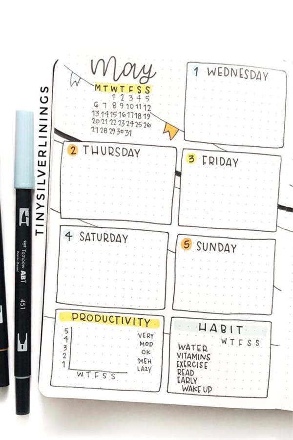 easy weekly layout for bujo