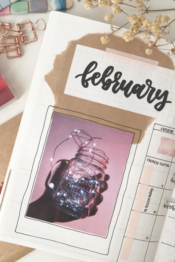cover page ideas for february bujos