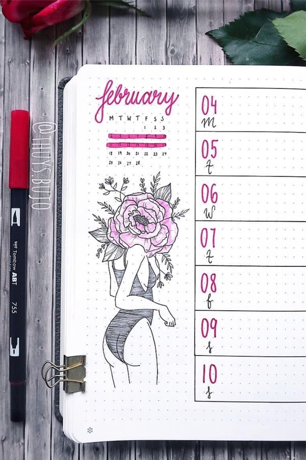 black and pink weekly layout