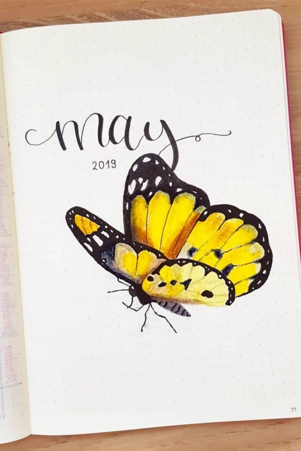 yellow butterfly for bujo cover