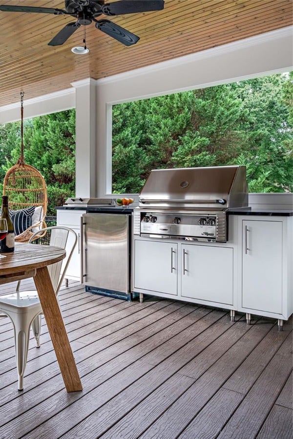 white wood outdoor kitchen