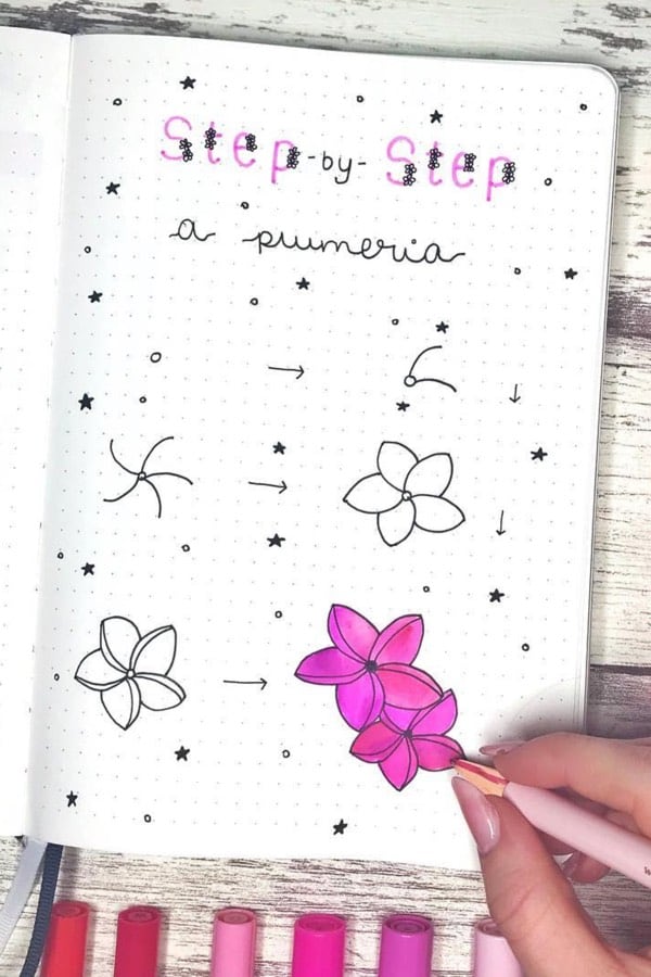 pink flower doodle tutorial