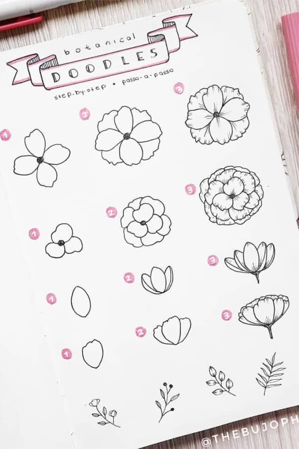 different flower doodle ideas