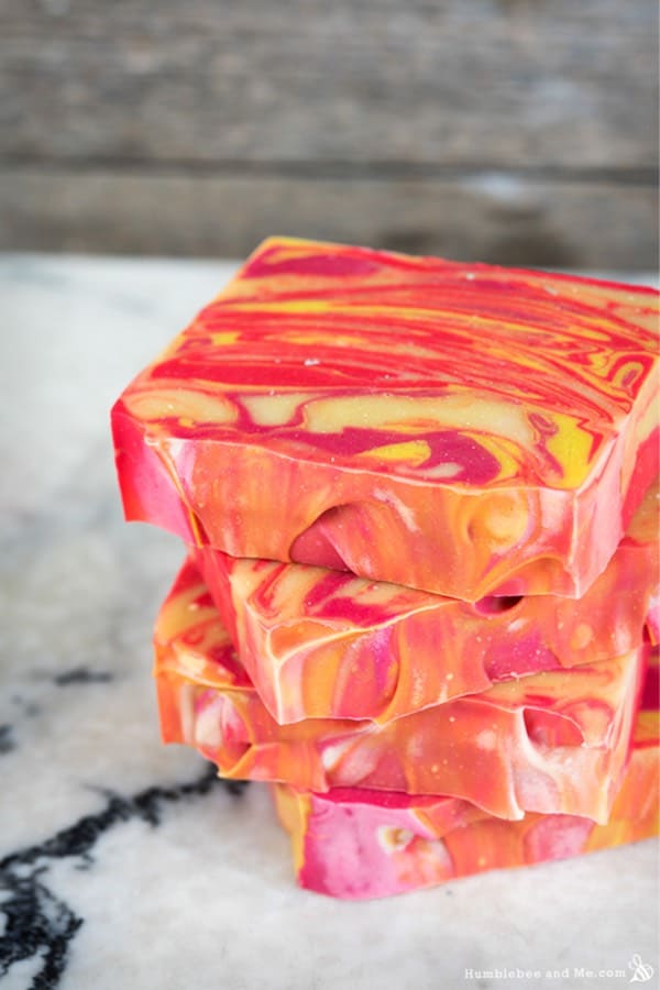 pink and orange diy soap