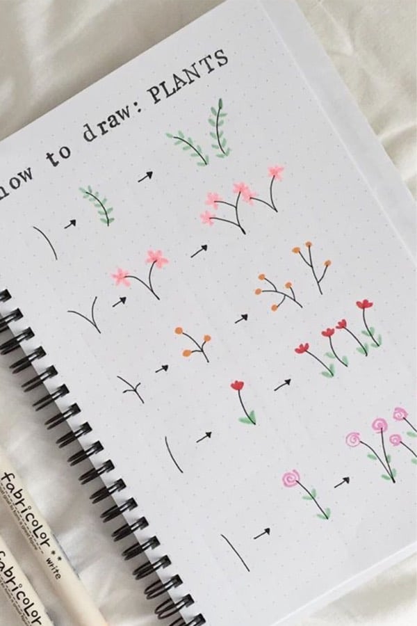 how to draw bujo flowers