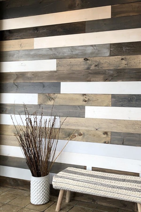 mixed color wooden accent wall