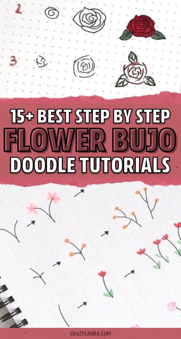 step by step flower decoration for bujo