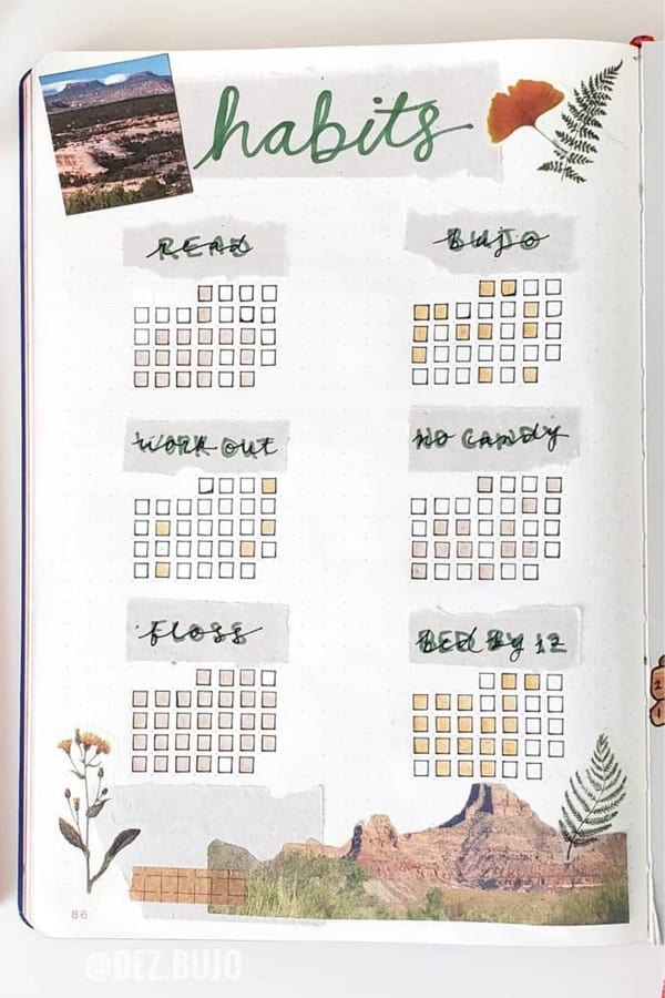 washi tape habit tracker
