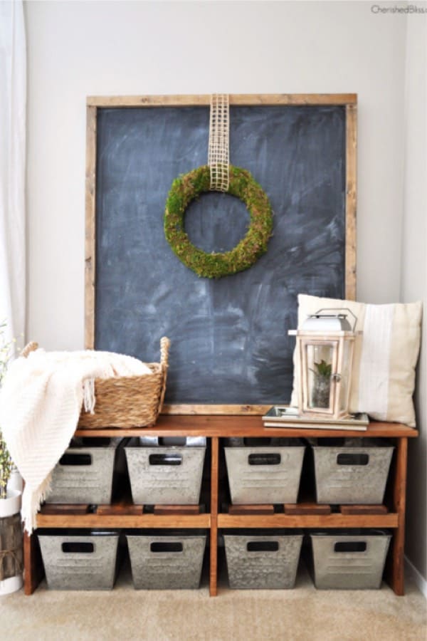 simple storage bench for hallway