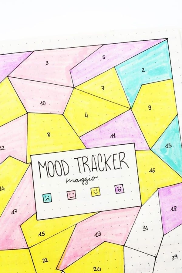 mood tracker with pink and yellow