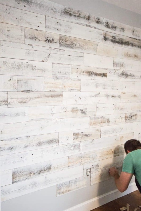 accent wall with white wood