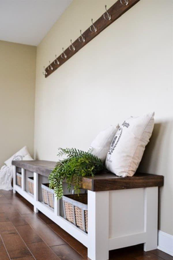 dark wood mudroom bench