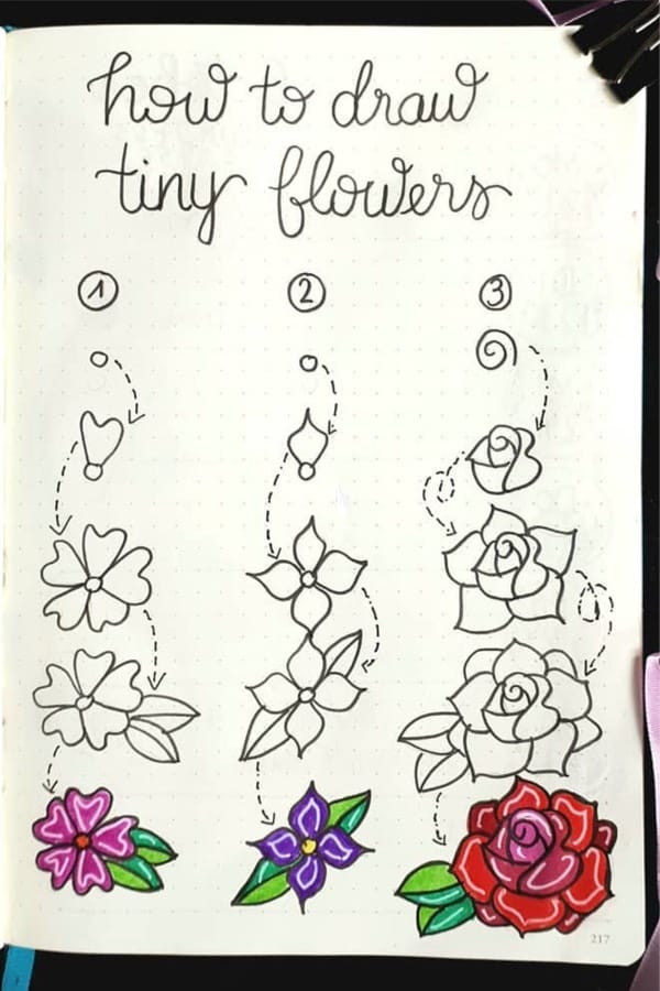 small bujo flower doodles