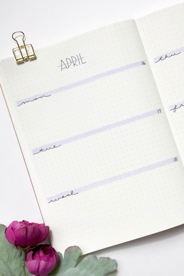 light purple april weekly layout