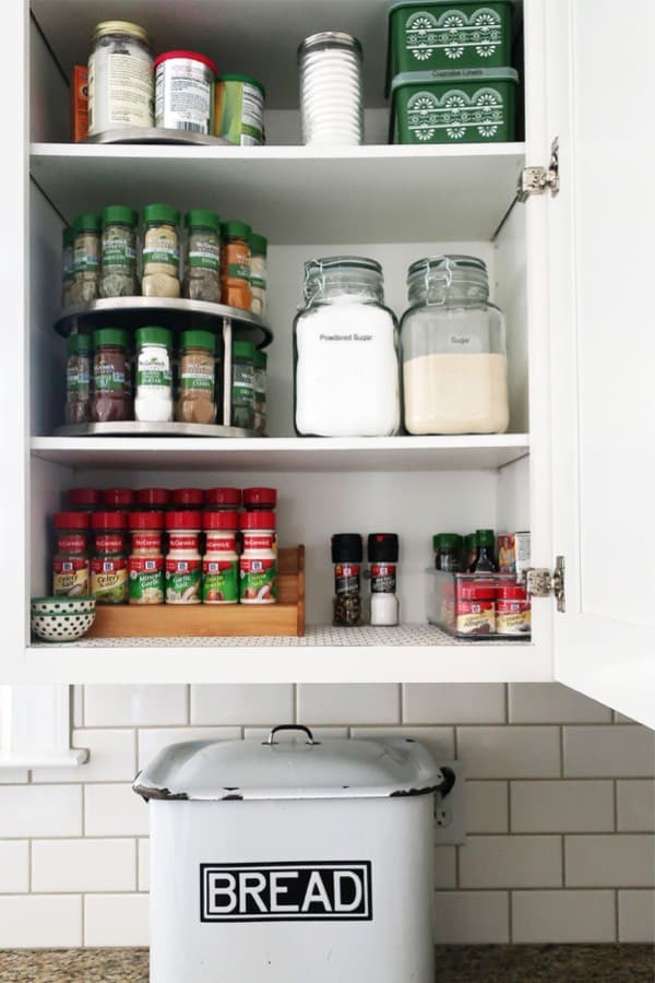 easy ways to organize spice cabinet